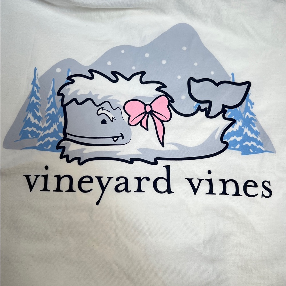 Vineyard Vines Yeti Whale 🎀 Long Sleeve T-shirt Teen Girls •XL (18)